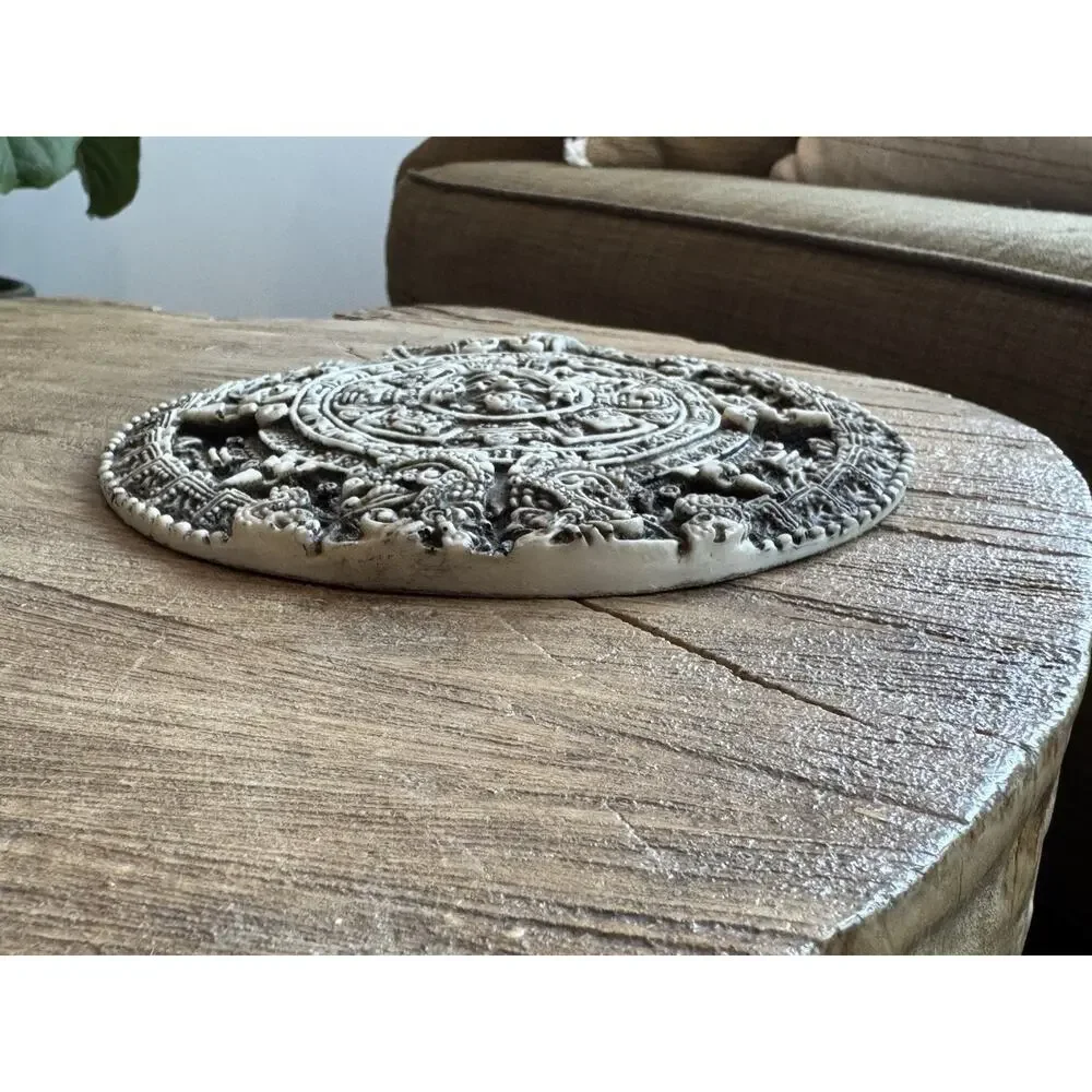 Aztec Mayan Calendar Plaque 7 In 6 In Wall Hanging Sandstone Set Of 2
